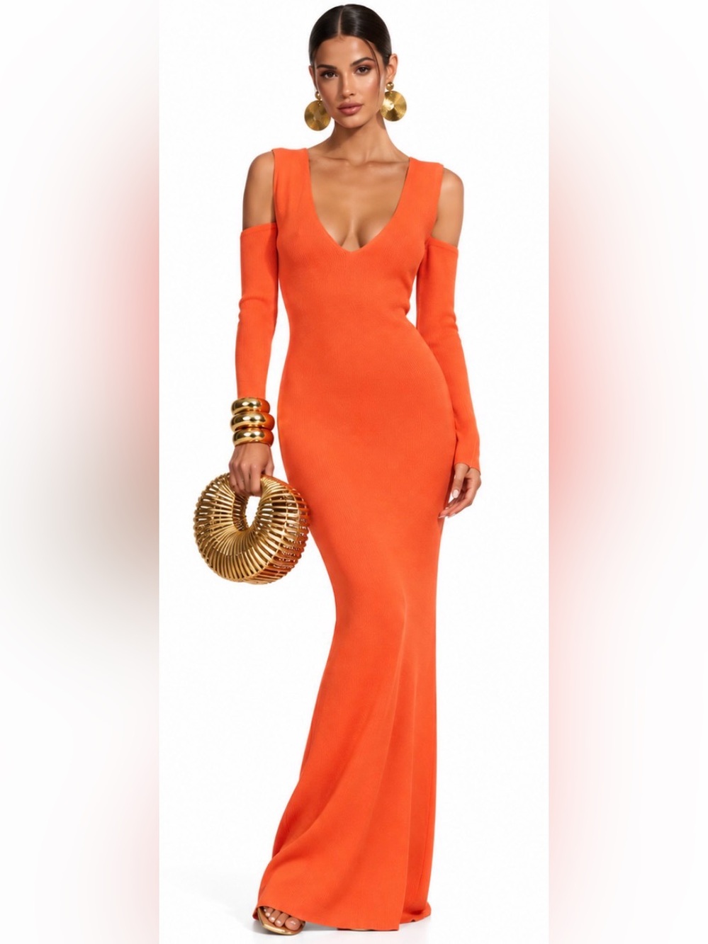 Baobab Eloisa orange cold-shoulder maxi.